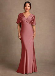 Augday Dosia Sheath Pleated Stretch Satin Dress