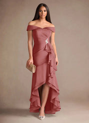 Augday Billings Mermaid Off the Shoulder Stretch Satin Dress