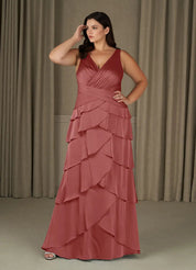 Augday Viola A-Line Pleated Stretch Satin Dress Plus Size