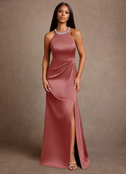Augday Lawrence A-Line Pleated Stretch Satin Dress
