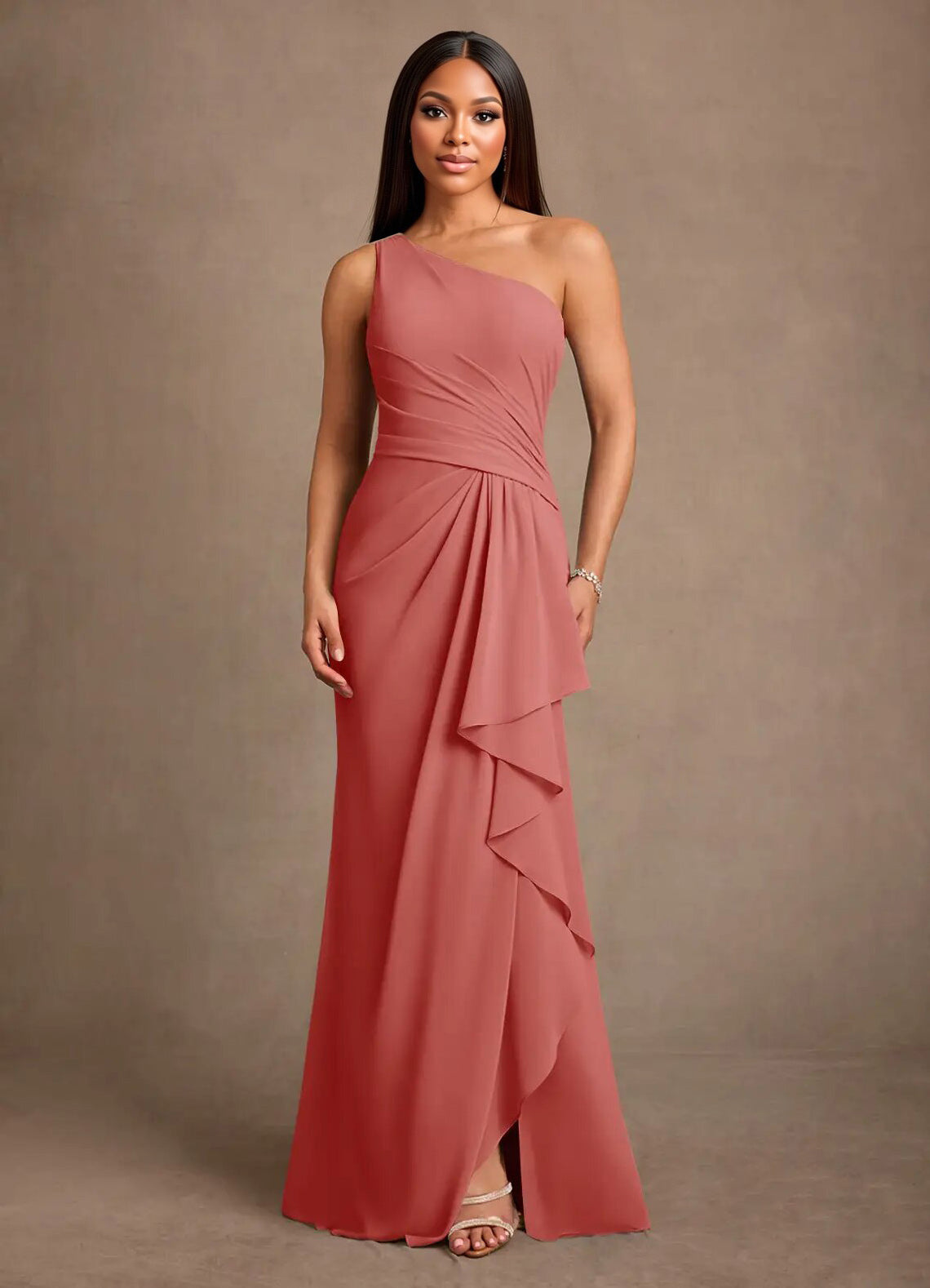 Augday Floy Sheath One Shoulder Chiffon Dress