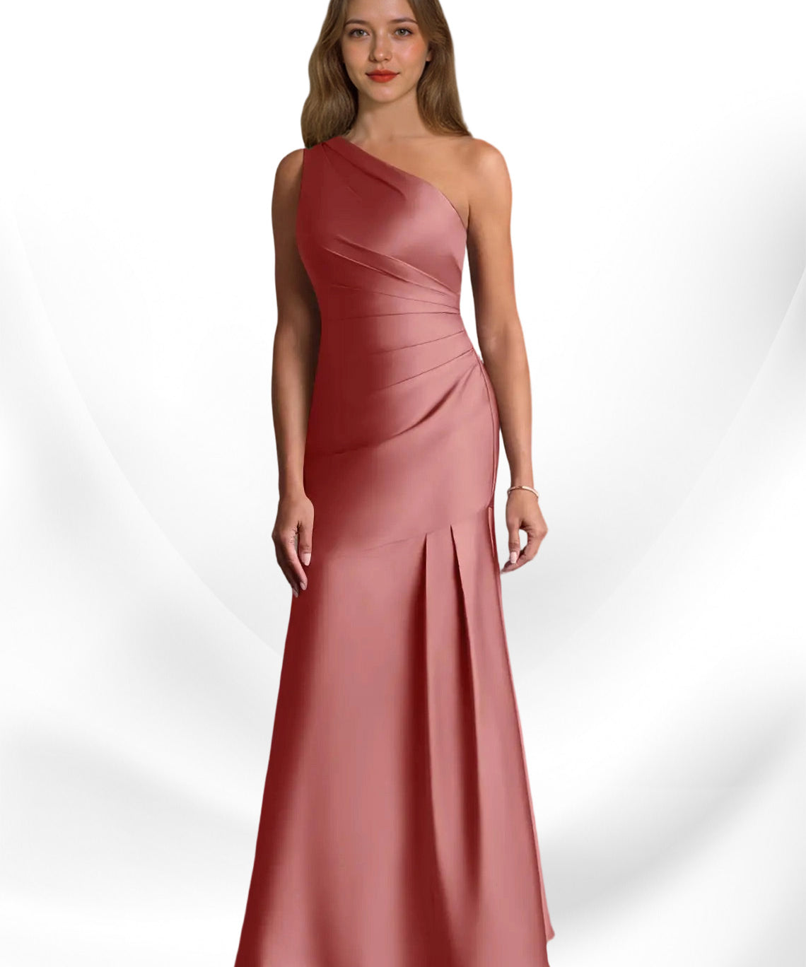 Augday Haifa Mermaid One Shoulder Stretch Satin Dress