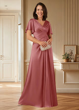 Augday Emmeline A-Line Pleated Stretch Satin Dress