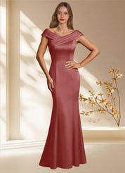 Augday Aberdeen Sheath Pleated Stretch Satin Dress
