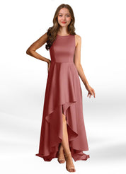 Augday Niles A-Line Trains Stretch Satin Dress