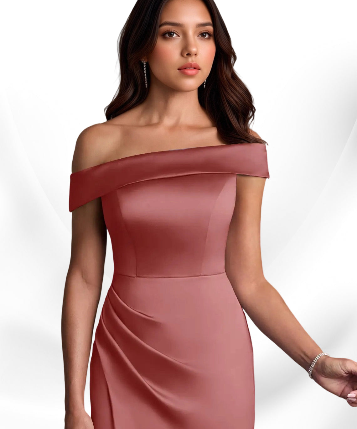 Augday Kamala Sheath One Shoulder Stretch Satin Dress