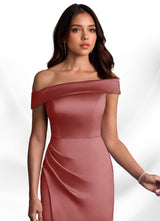 Augday Kamala Sheath One Shoulder Stretch Satin Dress