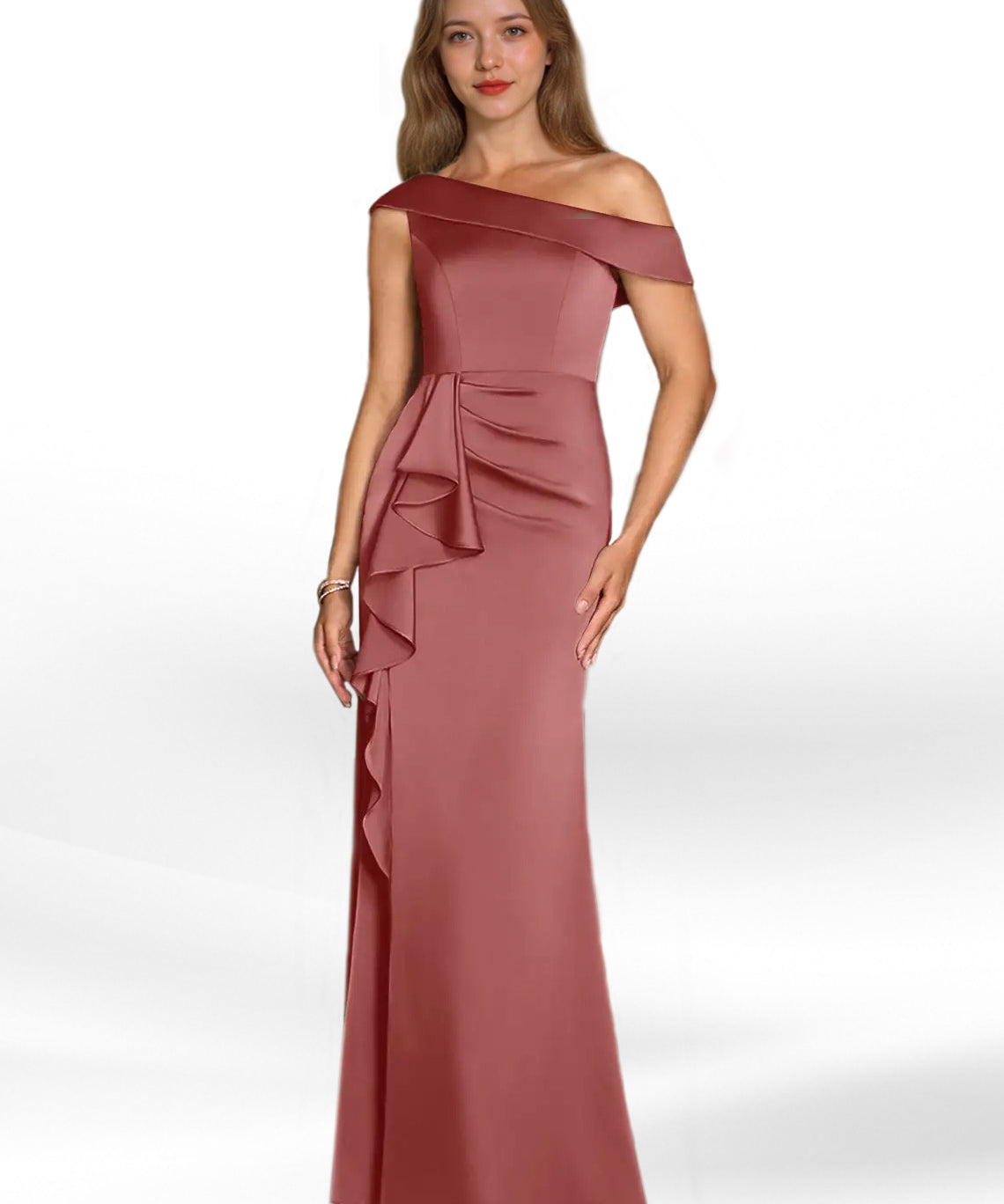 Augday Hamptons A-Line Pleated Stretch Satin Dress