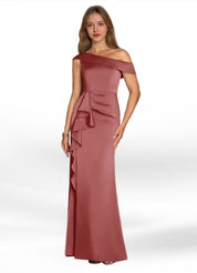 Augday Hamptons A-Line Pleated Stretch Satin Dress