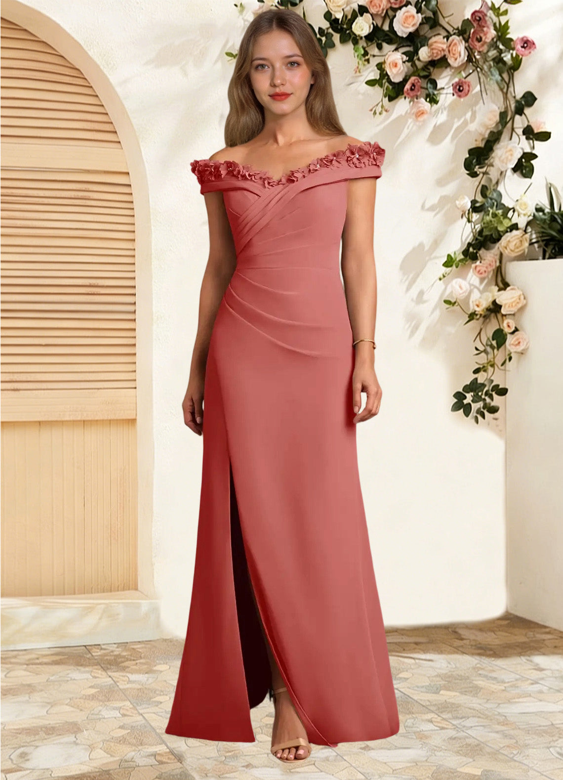 Augday Jettie Sheath Pleated Chiffon Dress