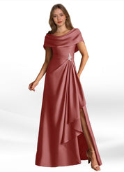 Augday Branford A-Line Pleated Stretch Satin Dress