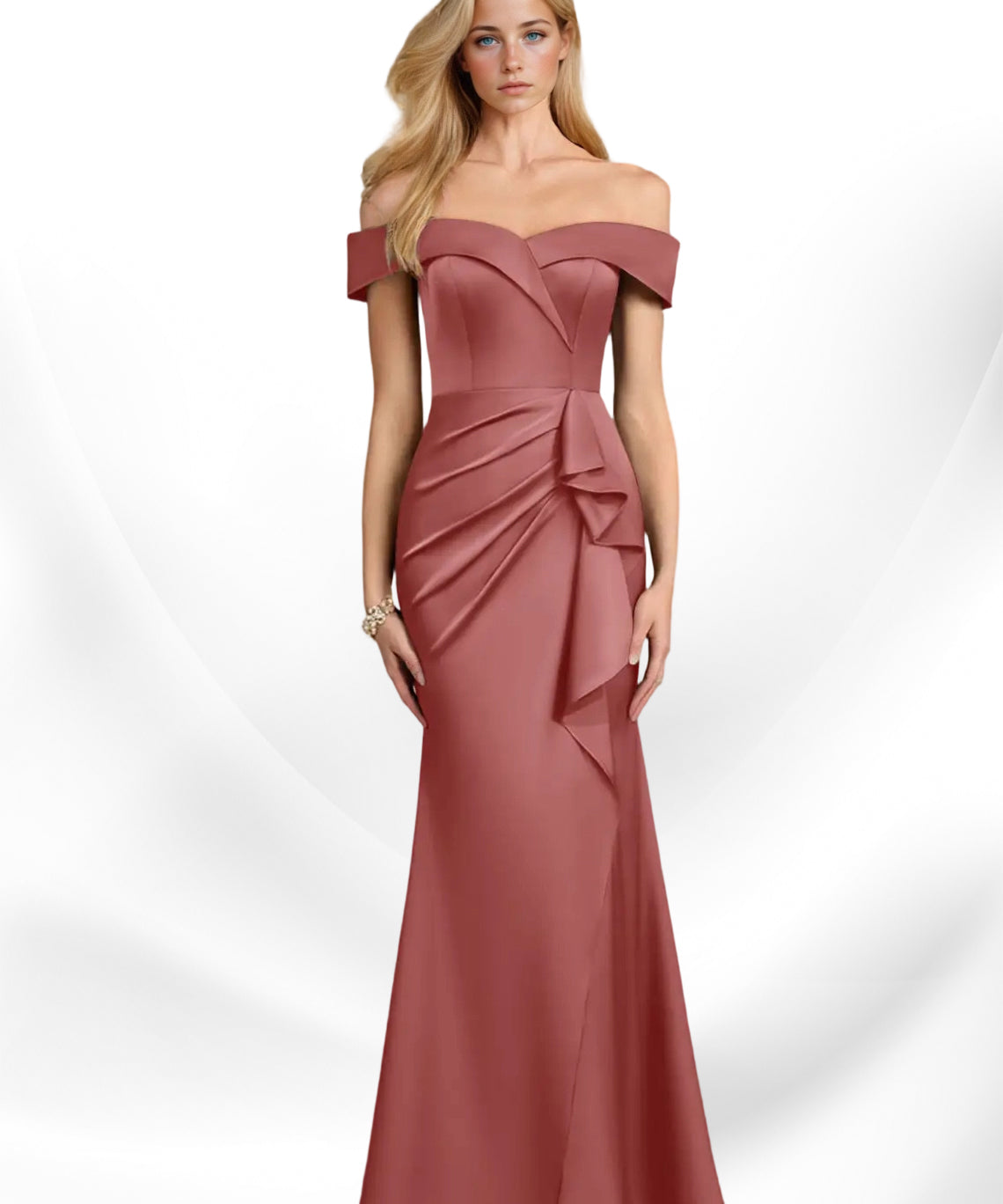 Augday Laredo Mermaid Off the Shoulder Stretch Satin Dress