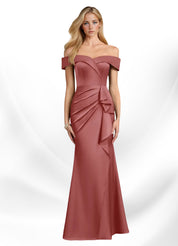 Augday Laredo Mermaid Off the Shoulder Stretch Satin Dress