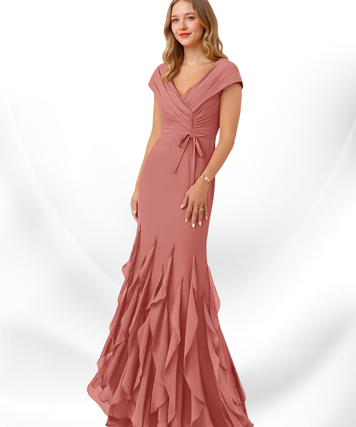 Augday Bailora Mermaid Ruched Chiffon Dress