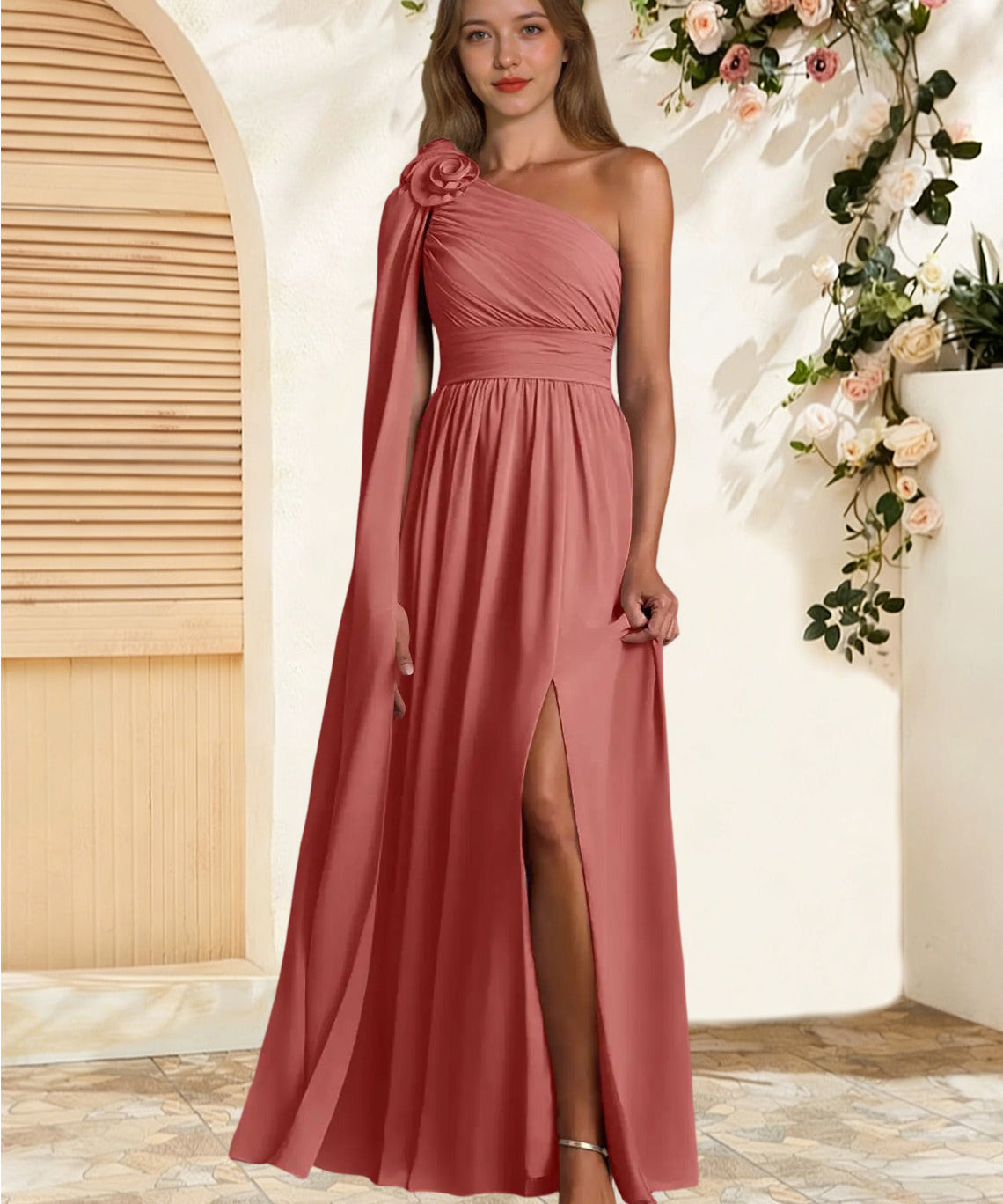 Augday Lancaster A-Line One Shoulder Chiffon Dress