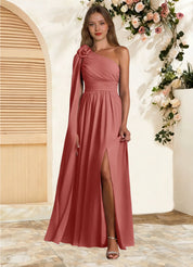 Augday Lancaster A-Line One Shoulder Chiffon Dress