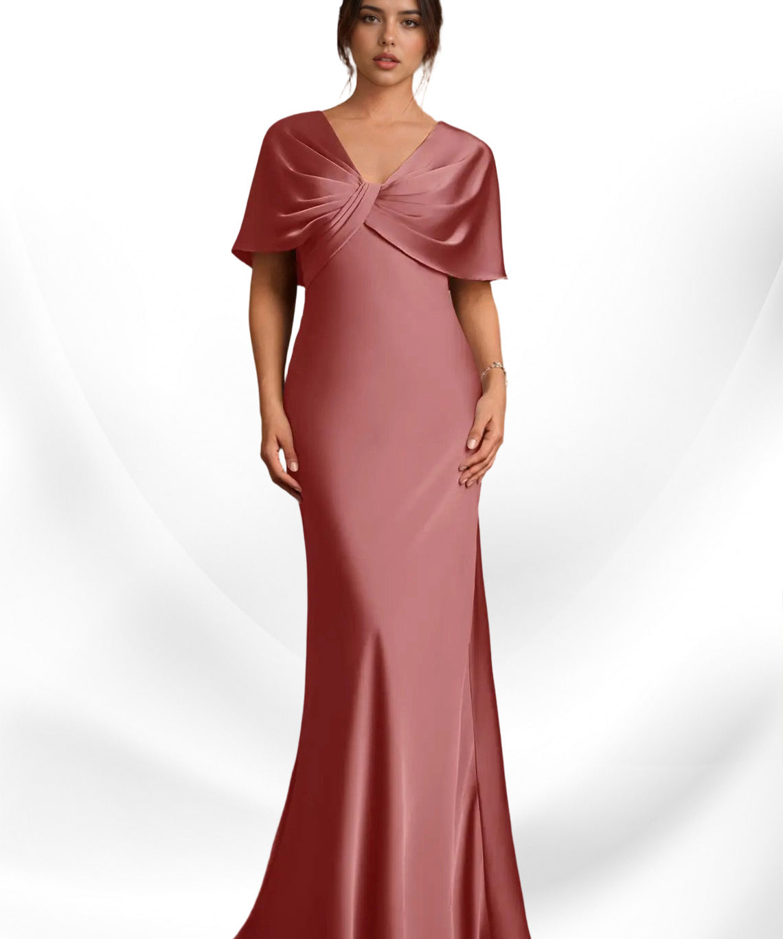 Augday Dosia Sheath Pleated Stretch Satin Dress