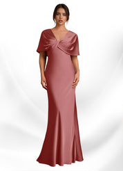 Augday Dosia Sheath Pleated Stretch Satin Dress
