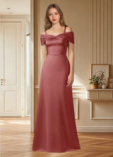 Augday Amelia A-Line Off the Shoulder Stretch Satin Dress