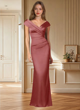 Augday Ludlow Mermaid Pleated Stretch Satin Dress