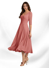 Augay Durant A-Line Pleated Chiffon Dress