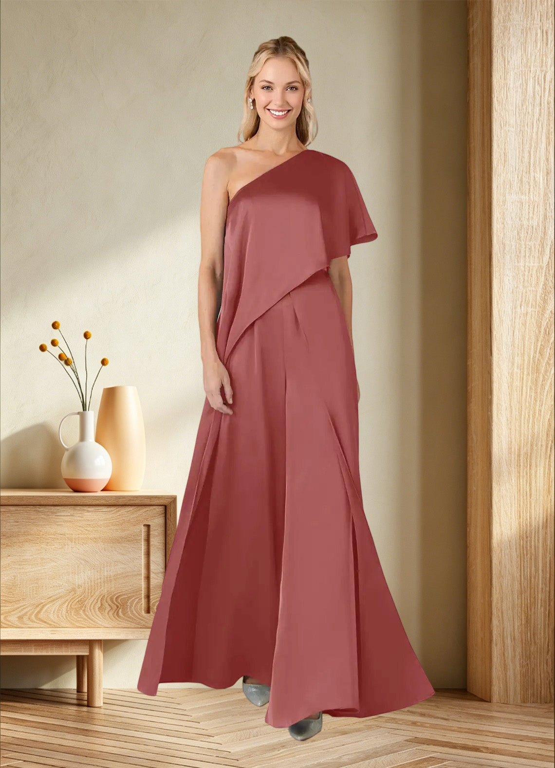 Augday Hagretta Jumpsuit/Pantsuit Stretch Satin Dress