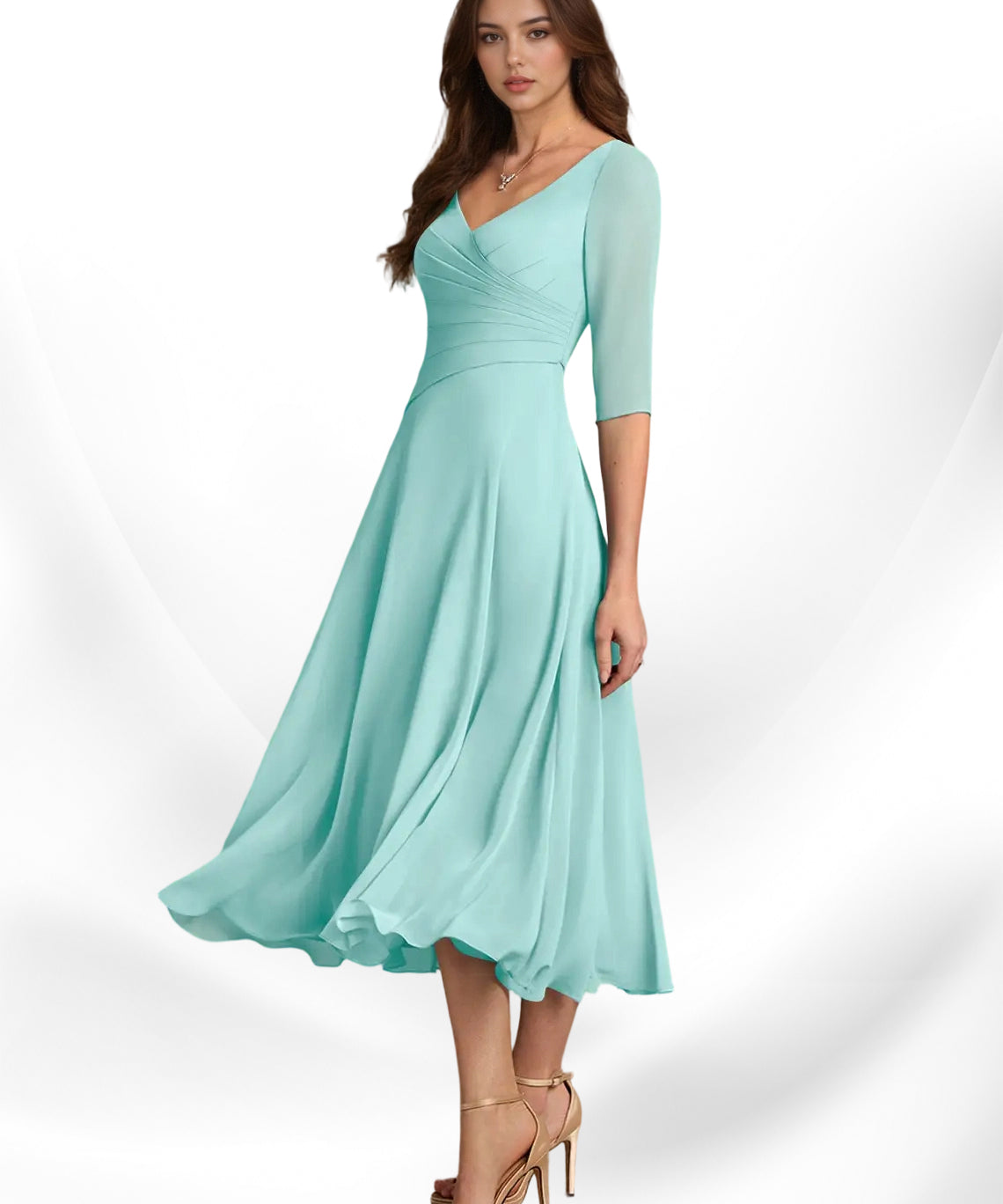 Augay Durant A-Line Pleated Chiffon Dress