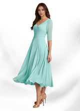 Augay Durant A-Line Pleated Chiffon Dress