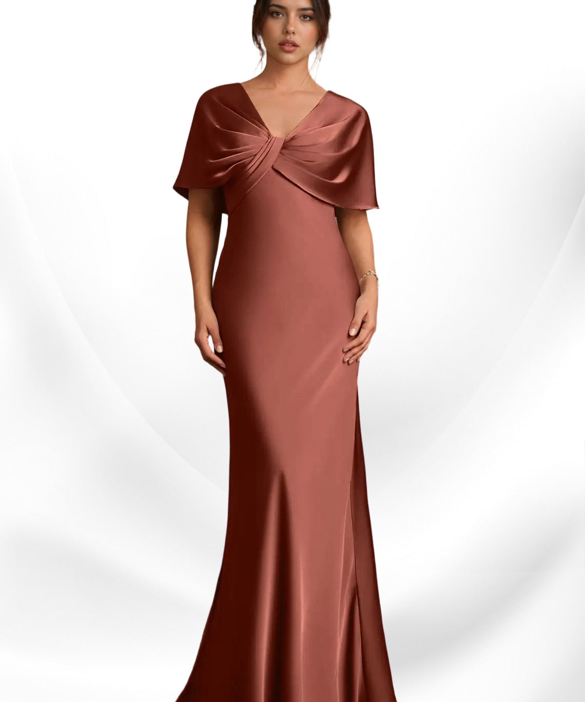 Augday Dosia Sheath Pleated Stretch Satin Dress