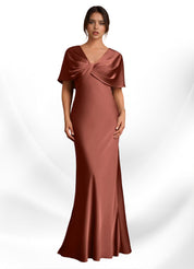 Augday Dosia Sheath Pleated Stretch Satin Dress