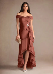Augday Billings Mermaid Off the Shoulder Stretch Satin Dress