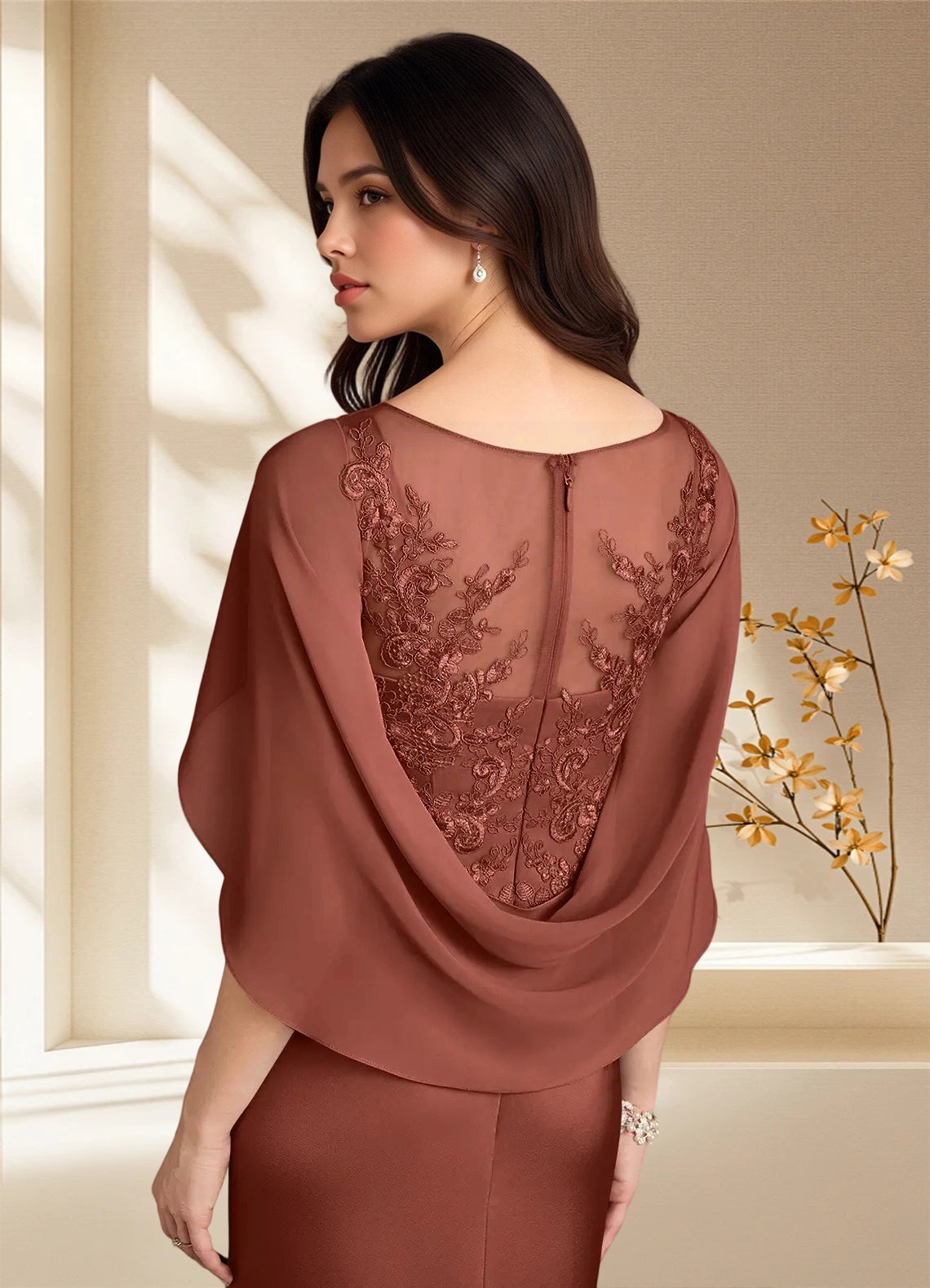 Augday Hera A-Line Lace Stretch Satin Dress