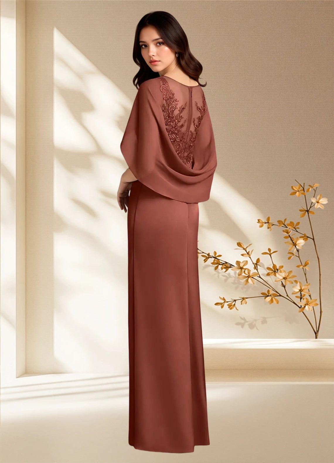 Augday Hera A-Line Lace Stretch Satin Dress