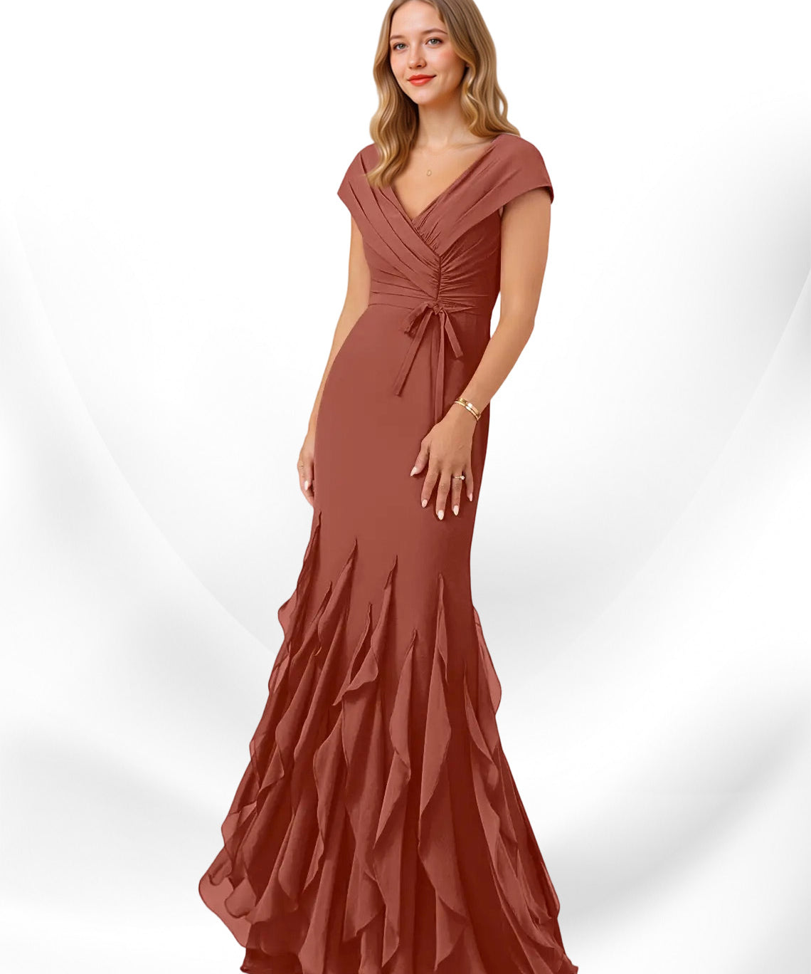 Augday Bailora Mermaid Ruched Chiffon Dress