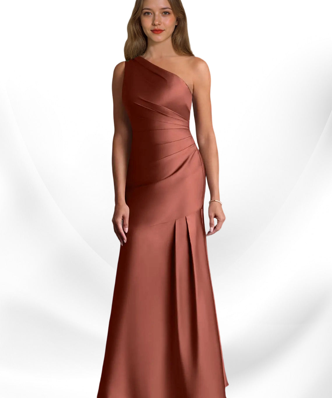 Augday Haifa Mermaid One Shoulder Stretch Satin Dress