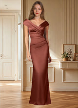 Augday Ludlow Mermaid Pleated Stretch Satin Dress