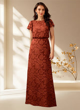 Augday Lehi A-Line Boatneck Floral Burnout Dress