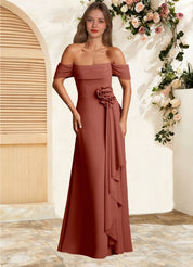 Augday Amherst A-Line Off the Shoulder Chiffon Dress