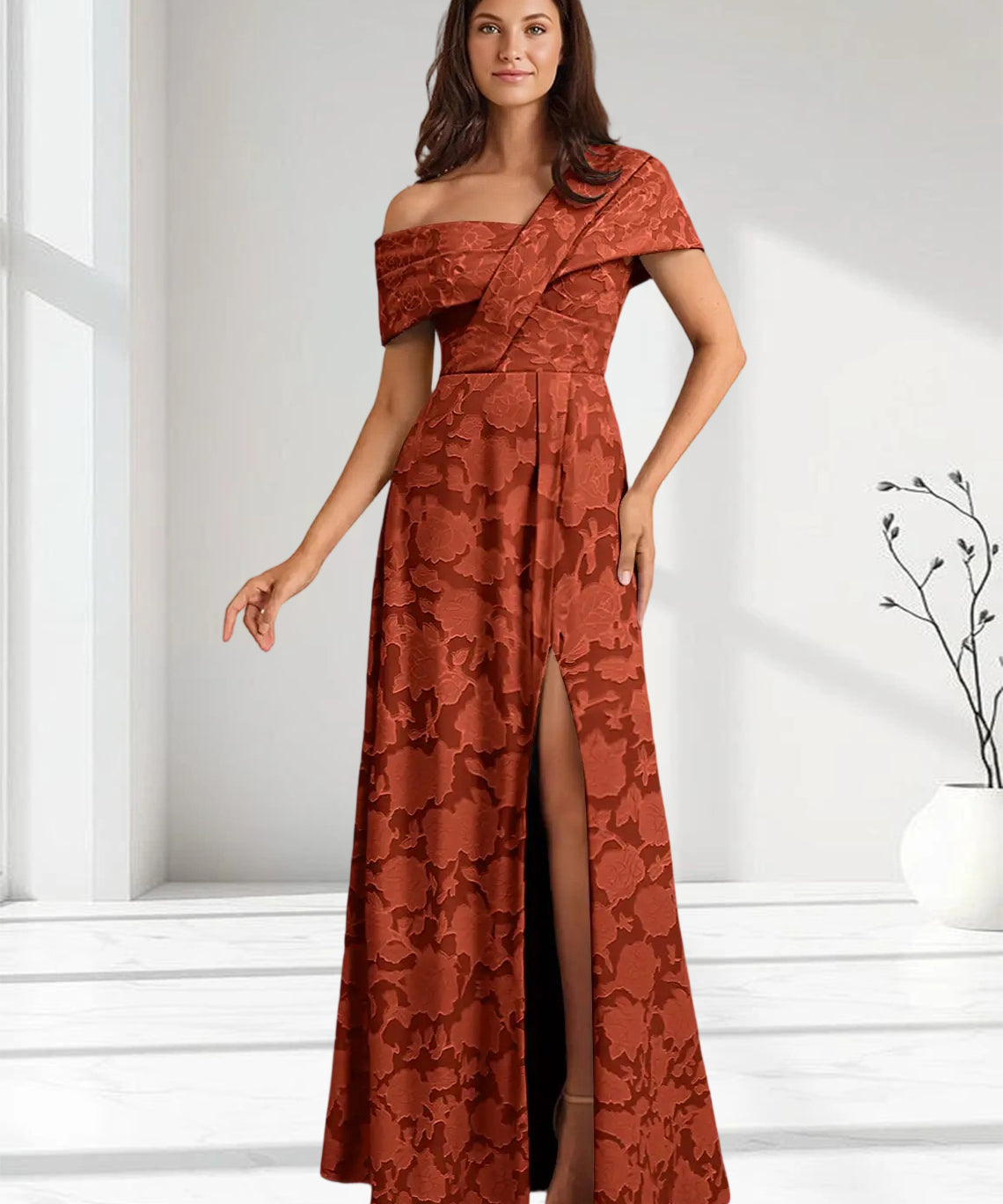 Augday Milton Milton A-Line Pleated Floral Burnout Dress