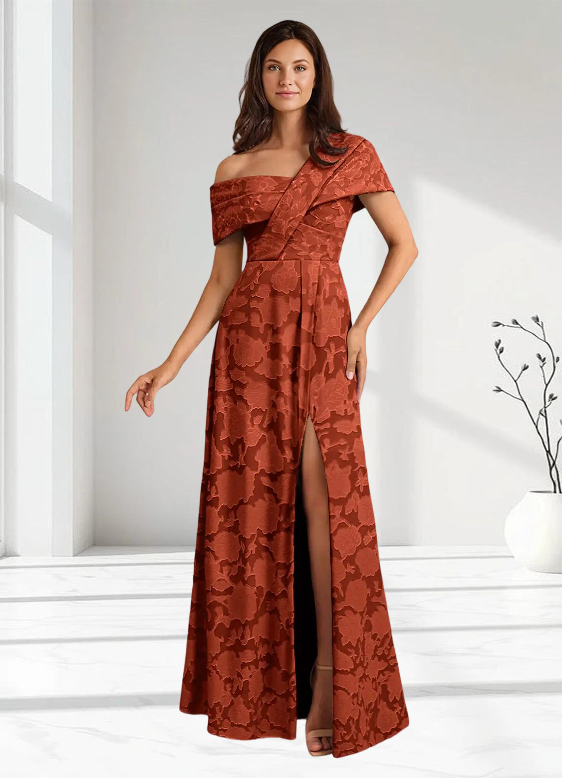 Augday Milton Milton A-Line Pleated Floral Burnout Dress
