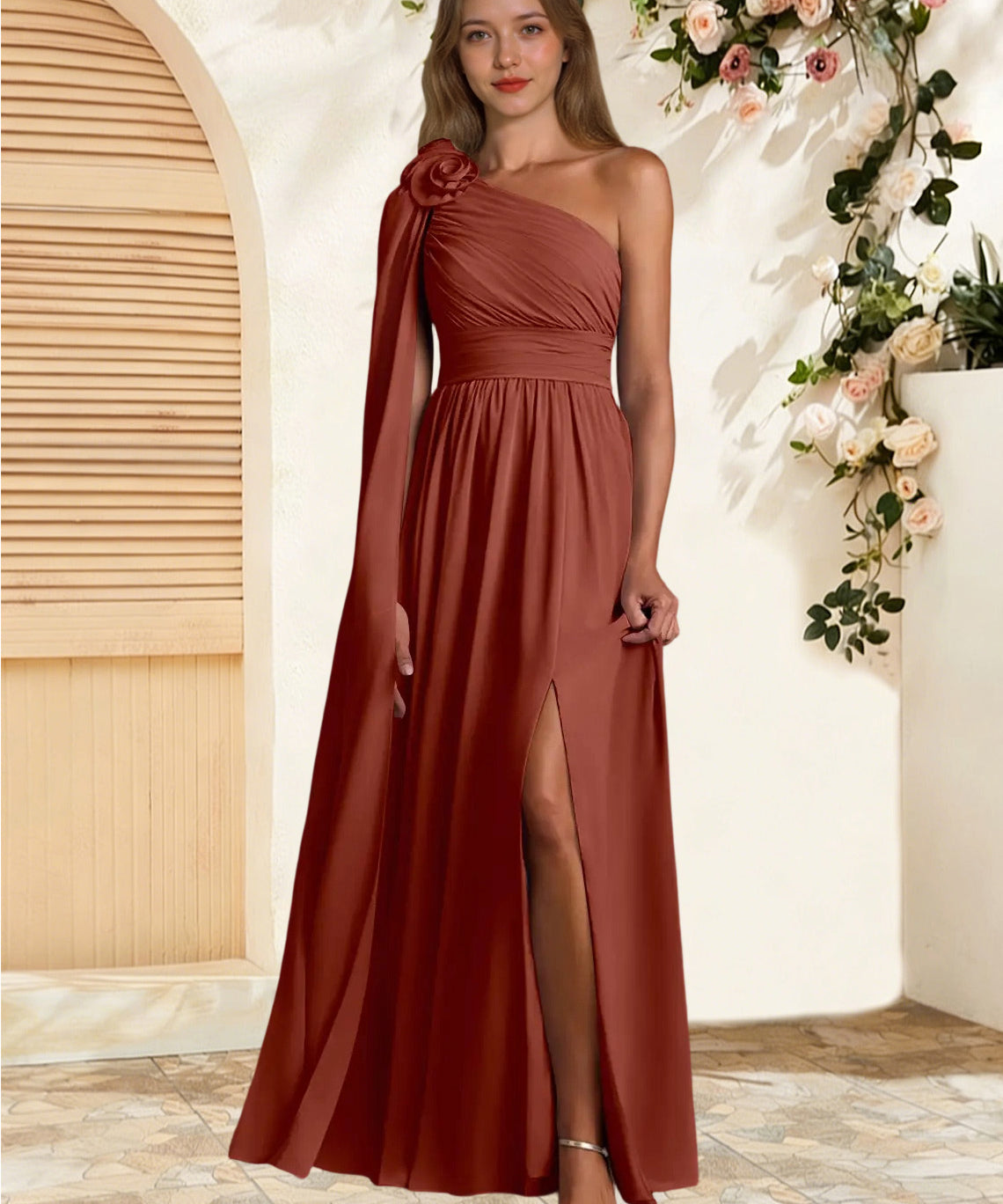 Augday Lancaster A-Line One Shoulder Chiffon Dress