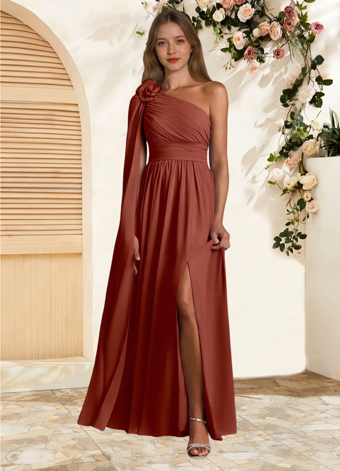 Augday Lancaster A-Line One Shoulder Chiffon Dress