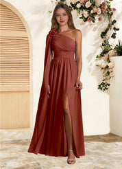 Augday Lancaster A-Line One Shoulder Chiffon Dress