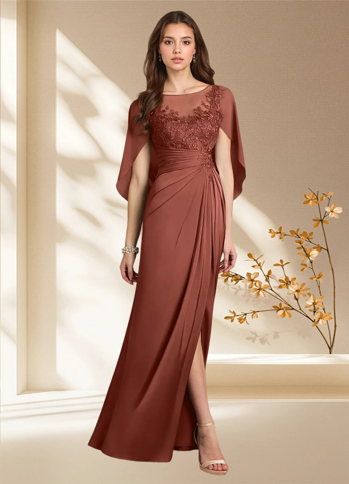 Augday Hera A-Line Lace Stretch Satin Dress