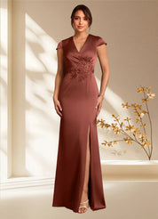 Augday Rilda Sheath Lace Stretch Satin Dress