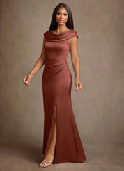 Augday Irvine A-Line Pleated Stretch Satin Dress