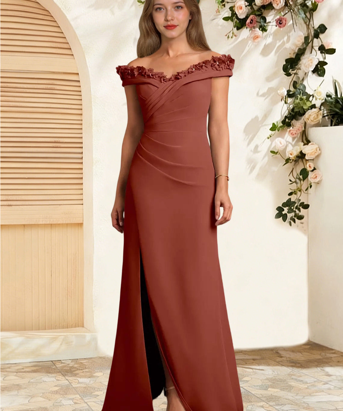 Augday Jettie Sheath Pleated Chiffon Dress