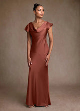 Augday Shelby Mother of the Bride Dresses Mermaid Pleated Stretch Satin Dress