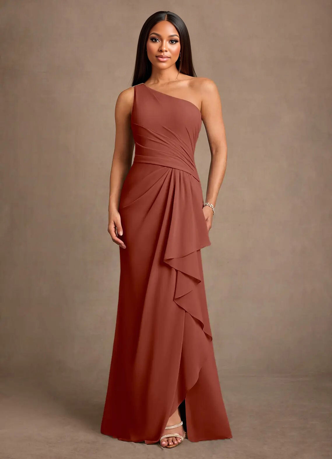 Augday Floy Sheath One Shoulder Chiffon Dress