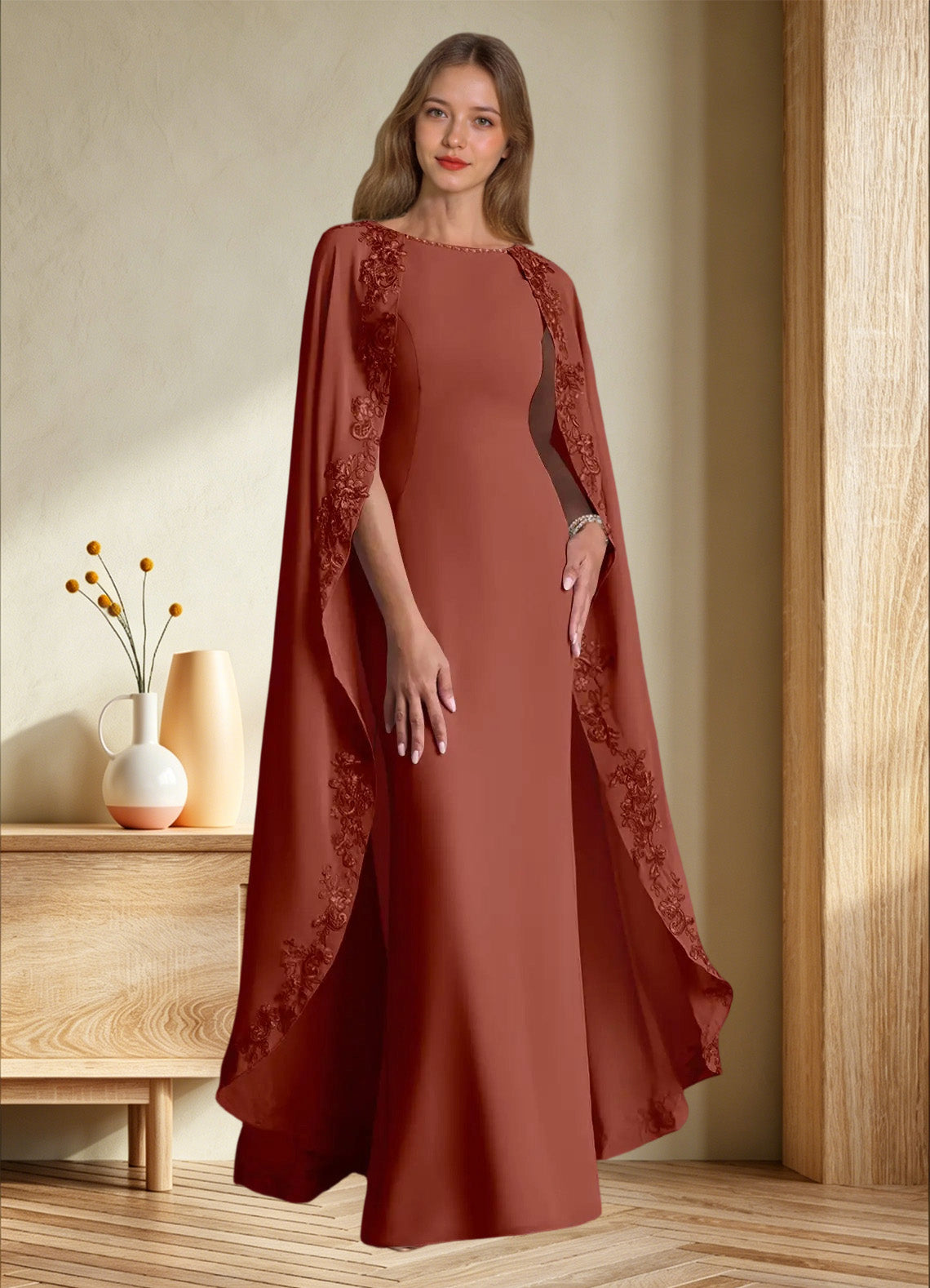 Augday Artemisia Sheath Lace Chiffon Dress